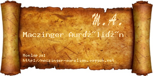 Maczinger Aurélián névjegykártya